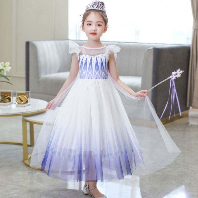 Groothandel 3-10 jaar Princess Snow Queen Elsa Queen-jurk met accessoires Crown Braid Wand HCGD-029