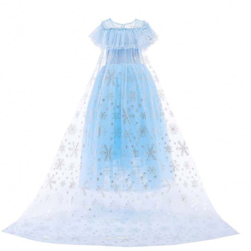 Topkwaliteit Little Girls Halloween Party Blue Elsa Princess Dress HCGD-018