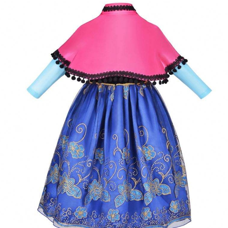 In Stock Child Cosplay kleding fantastische prinses Anna kostuum met accessoires met mantel HCGD-014