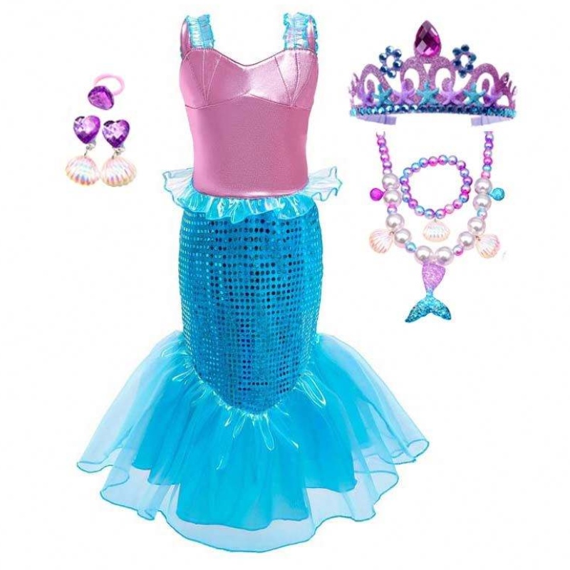 Verjaardagsfeest Kerstmis op 2-10 jaar Kinderprinses Cosplay Girl Ariel Mermaid Costume HCMM-001