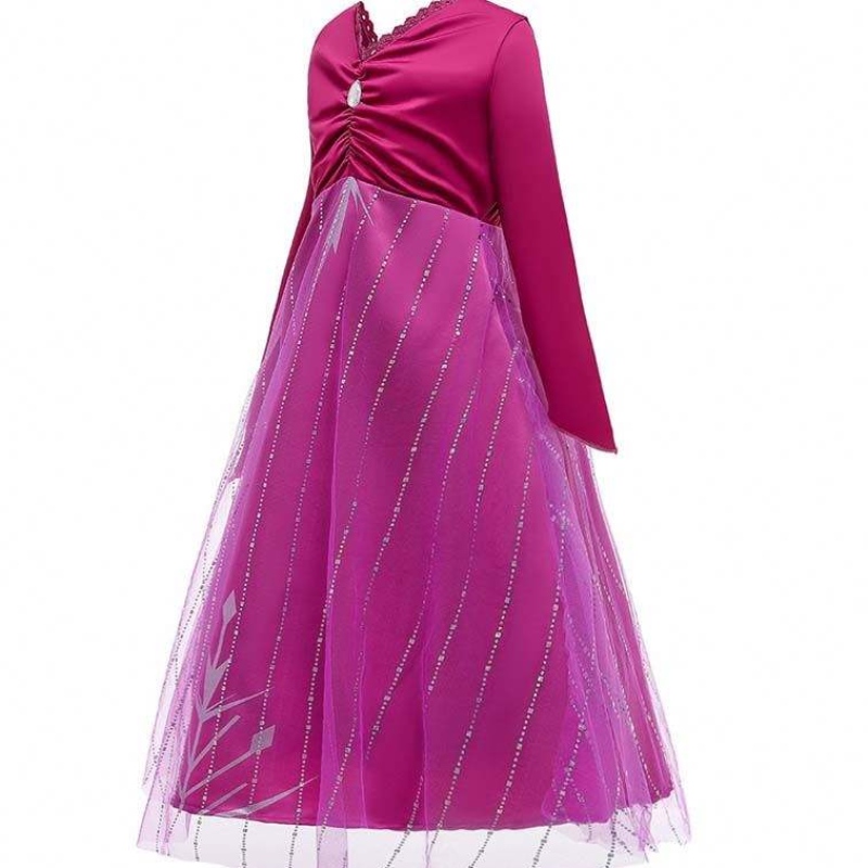 Anna Cosplay Party Vestidos Girl Clothing Red Elsa kostuum Prinses Elsa-jurk voor 3-10y HCGD-034