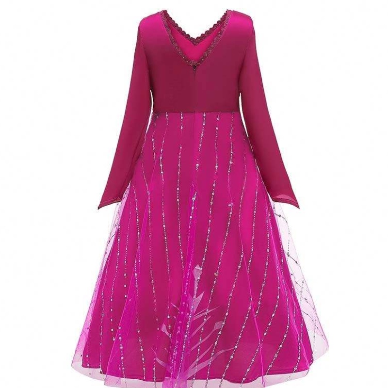 Anna Cosplay Party Vestidos Girl Clothing Red Elsa kostuum Prinses Elsa-jurk voor 3-10y HCGD-034