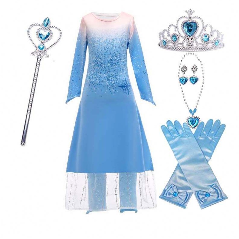 Kids Girls Little Princess Fancy Dress Up Cosplay kostuum Elsa Coronation Dress Cosplay HCGD-020