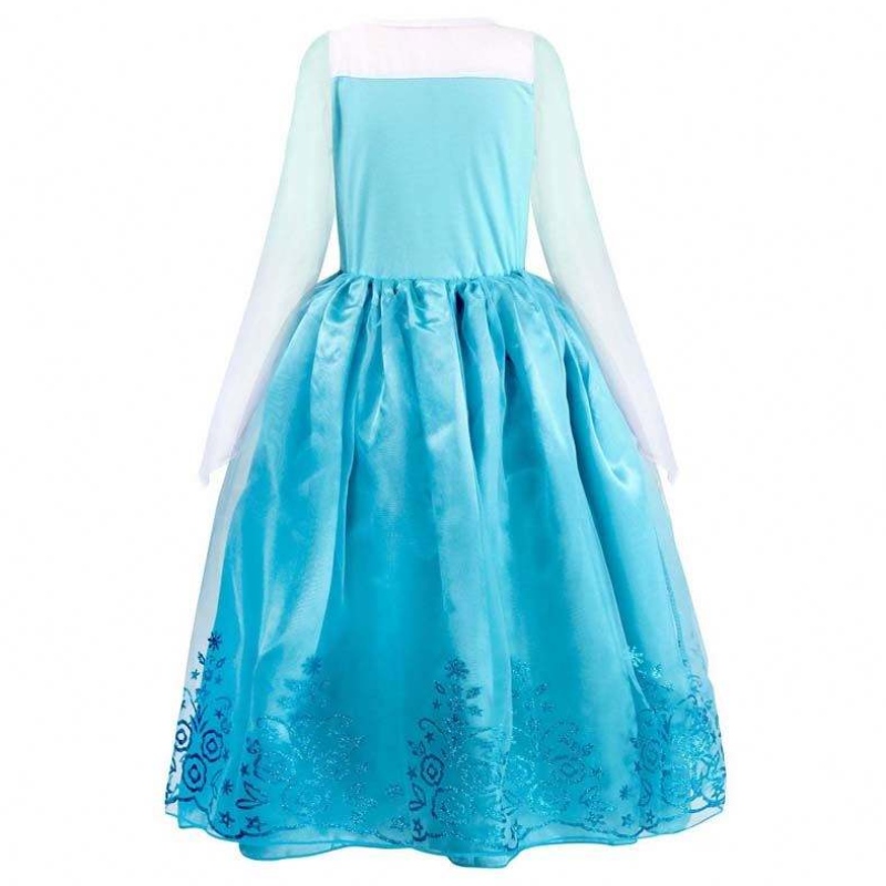 Kinderen Verjaardag Pageant Cosplay 2-10y Parnin Blue Long Sleeve Halloween Princess Elsa Dress Cosplay HCGD-039