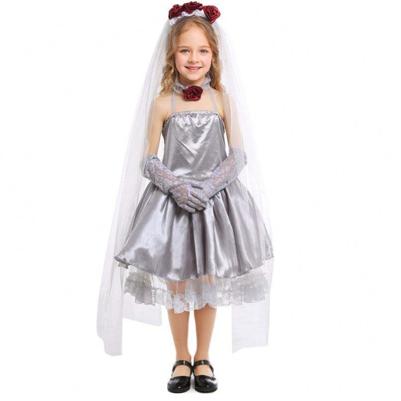 Halloween Cosplay kostuum Fancy Gray Girls Ghost Bruid Kostuumjurk HCVM-009