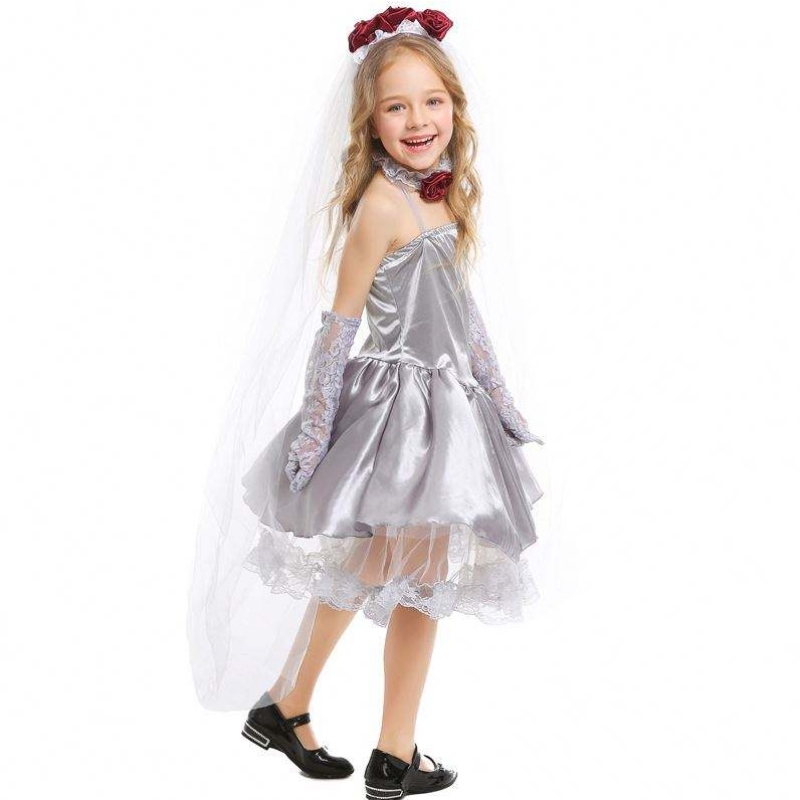 Halloween Cosplay kostuum Fancy Gray Girls Ghost Bruid Kostuumjurk HCVM-009