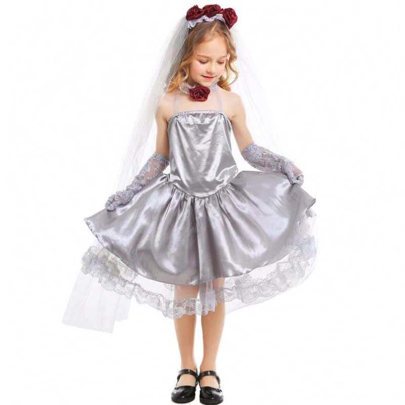 Halloween Cosplay kostuum Fancy Gray Girls Ghost Bruid Kostuumjurk HCVM-009