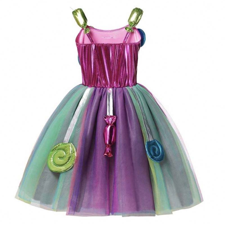 Meisjes Verjaardagswedstrijd verkleed Rainbow Tulle Dresses Candyland kostuums met hoofdband DGHC-081