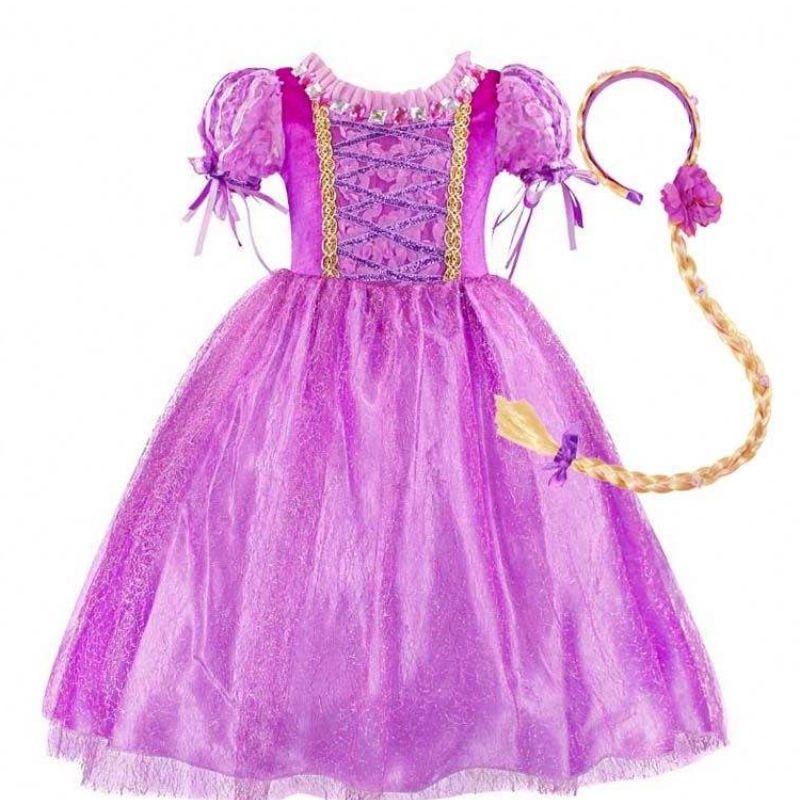 Gadgets 2022 Little Girls Purple Color Rapunzel Princess Dress met accessoires HCRS-006