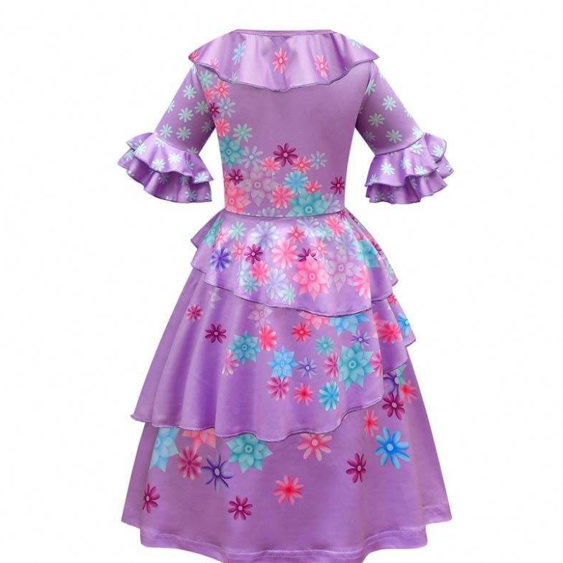 Nieuw product 2022 Kids Girls Mirabel Madrigal Cosplay Outfit verkleed encanto Isabela-jurk met taspruik HCIS-006