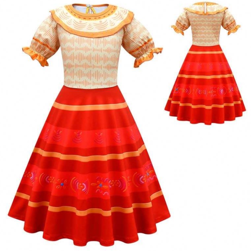 Carnival Halloween Princess Party Dessenbloem Ruches Lange jurk Mirabel Encanto kostuum 90-170 cm HCIS-006