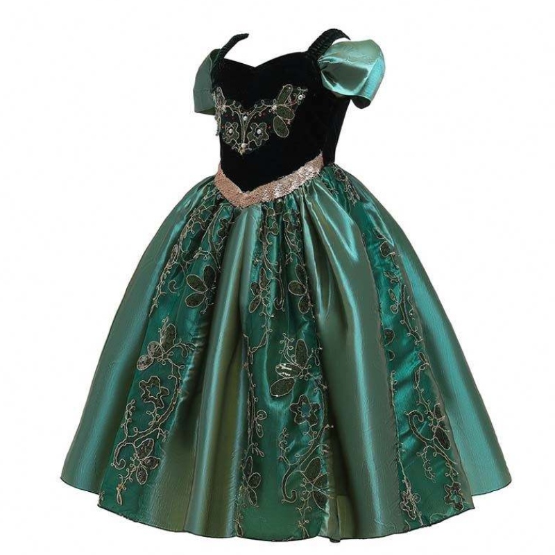 022 Best verkopende jurk Baby Kids Little Girls Halloween Princess Anna Elsa Dress-kostuum met Cape HCGD-032