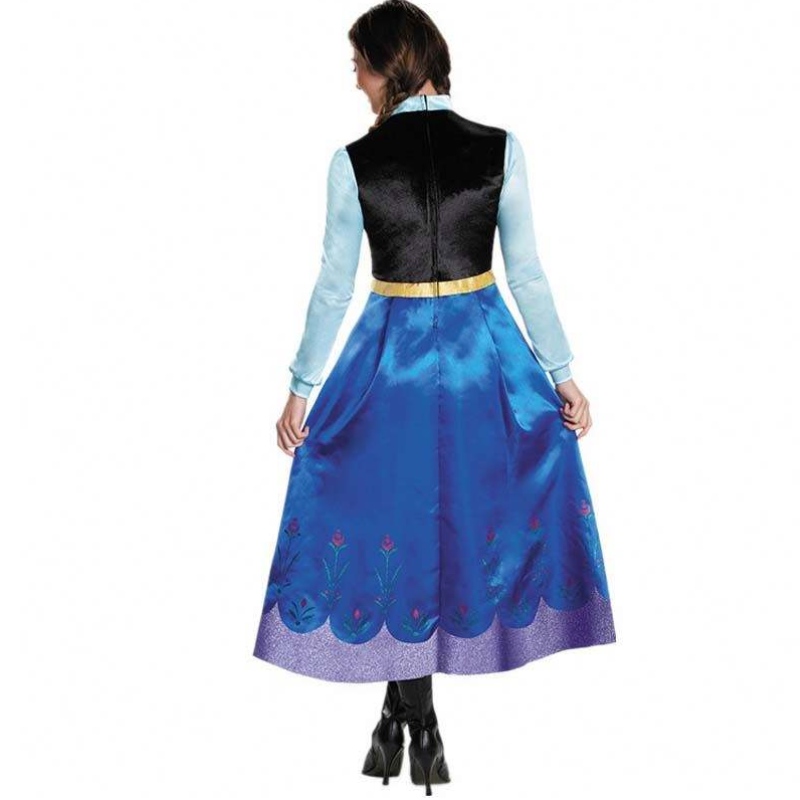 Bestseller 2022 Volwassen Elsa Anna Cosplay Woman Halloween kostuum Princess Jurk volwassen Anna kostuum met Cloak HCGD-053
