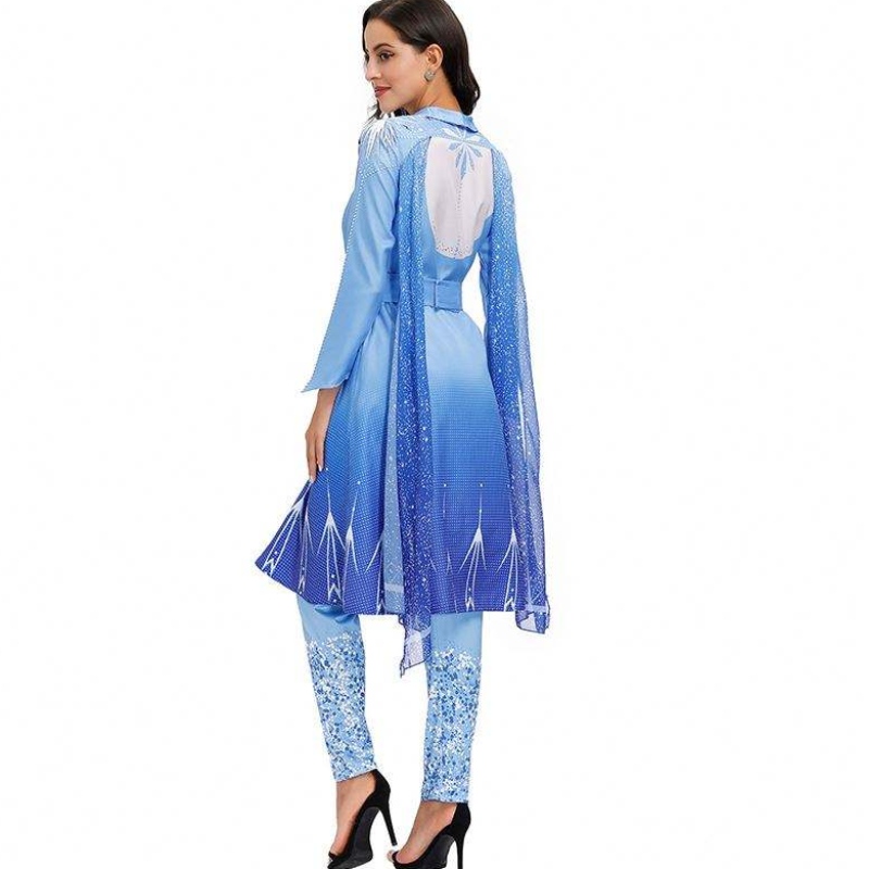 2022 Nieuw aankomsten volwassen sneeuwkoningin Elsa Cosplay Halloween kostuum vrouwen HCGD-055