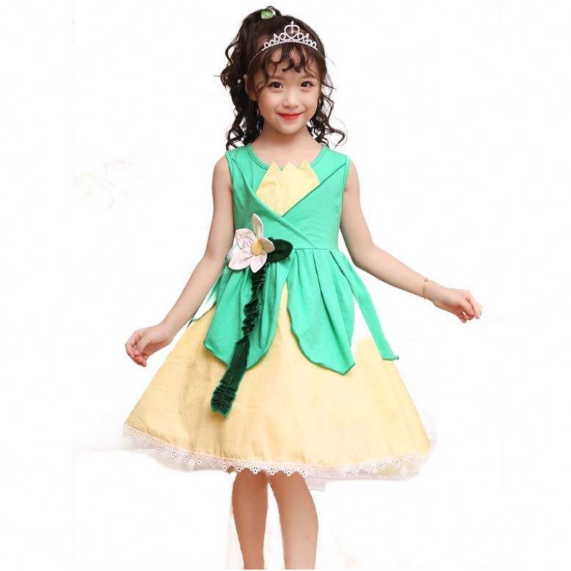 Kinderen Halloween-kostuum Tiana-kostuumprinses en het kikker kostuum voor meisjes HCTB-007
