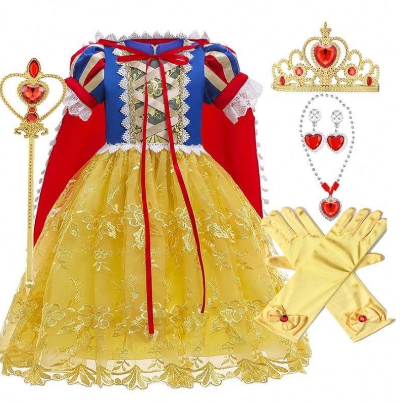 2022 Nieuwe Sofia Aurora Sneeuwwitje Elsa Rapunzel Kostuum Jurk Halloween Cosplay Girl Princess Dress HCSW-009