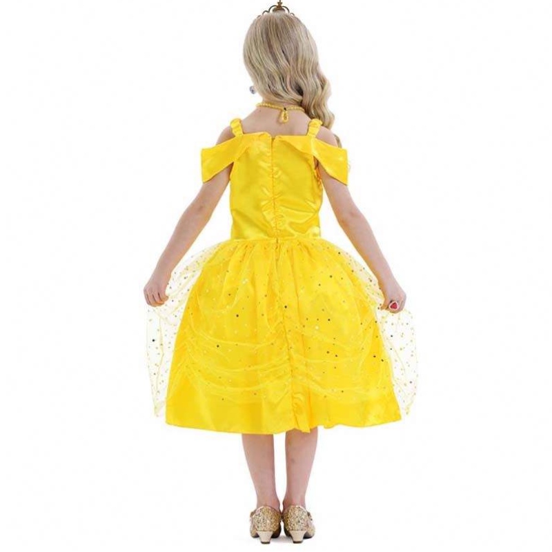 Fancy Halloween Kerstfeest Verjaardagsfeestje Carnaval Yellow Ballgown Princess Kleed Little Girl Belle-jurken HCBL-007