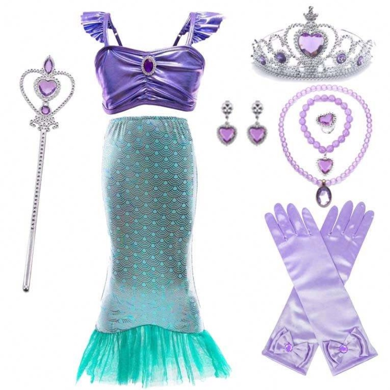 2022 Groothandel Prijs Princess Kleed Little Girls Mermaid Long Tail Dress Girls HCMM-007