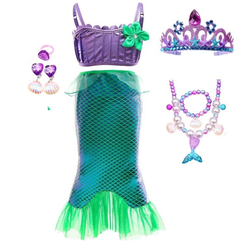 2022 Groothandel Prijs Princess Kleed Little Girls Mermaid Long Tail Dress Girls HCMM-007