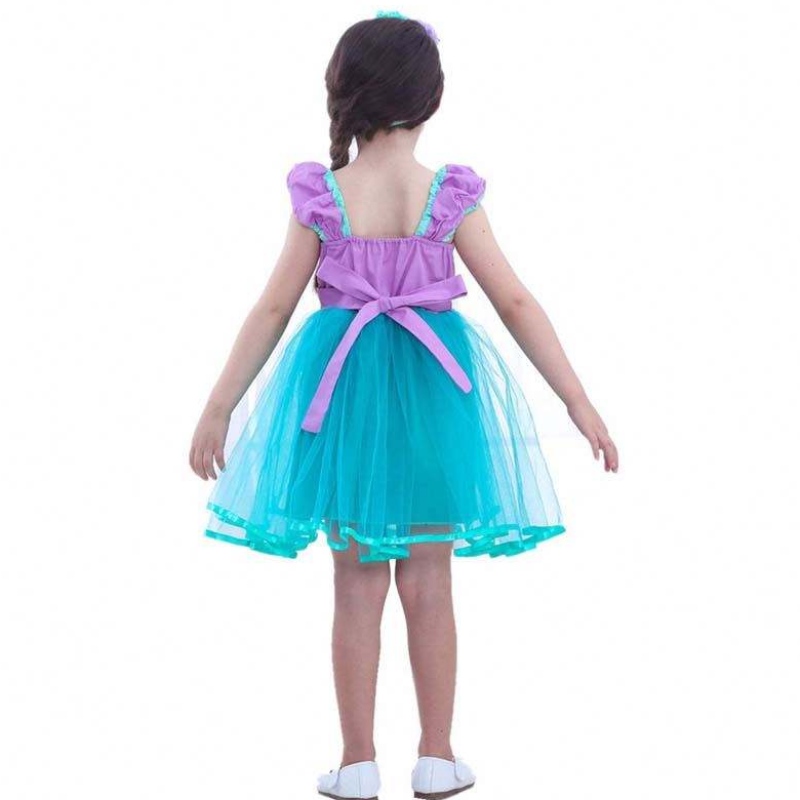 Little Angel Mermaid Alice Child Princess Fluffy Blue Tutu Mermaid Theme Jurk voor babymeisje HCMM-008