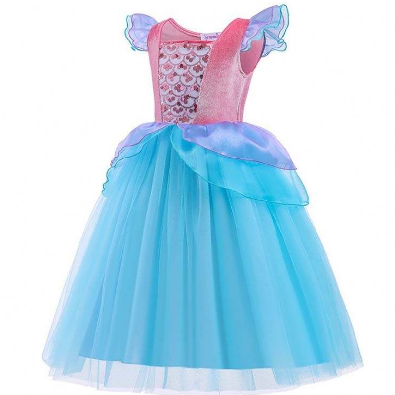 2022 Top Verkoop Halloween Child Princess Sequins Ariel Blue Dress Costume HCMM-012