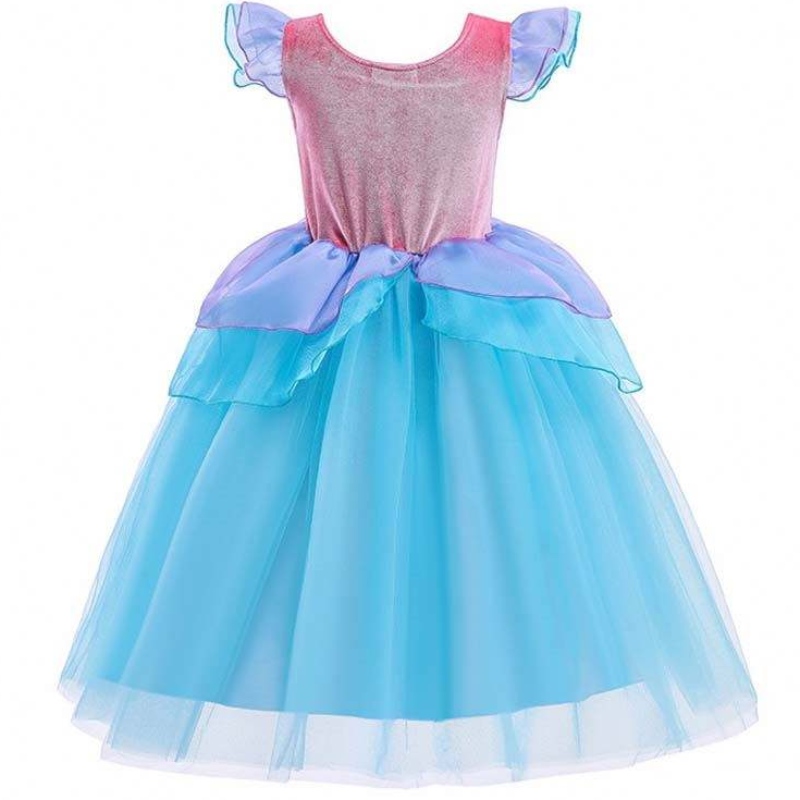 2022 Top Verkoop Halloween Child Princess Sequins Ariel Blue Dress Costume HCMM-012