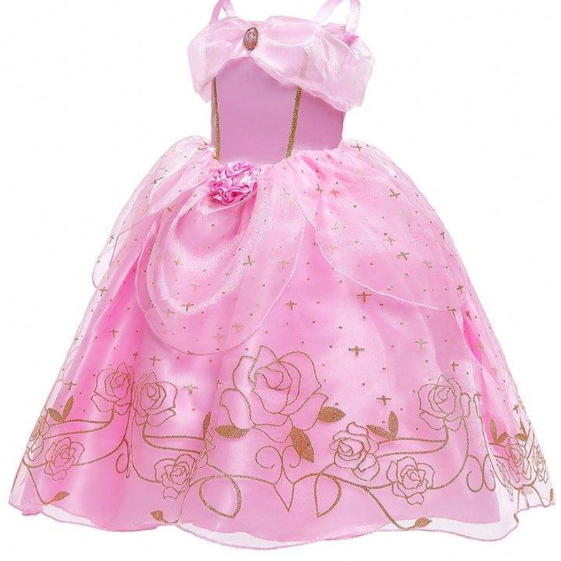 Kid Princess Dress Girl Summer Fancy feestkleding Roze prinses Aurora kostuum HCSP-012