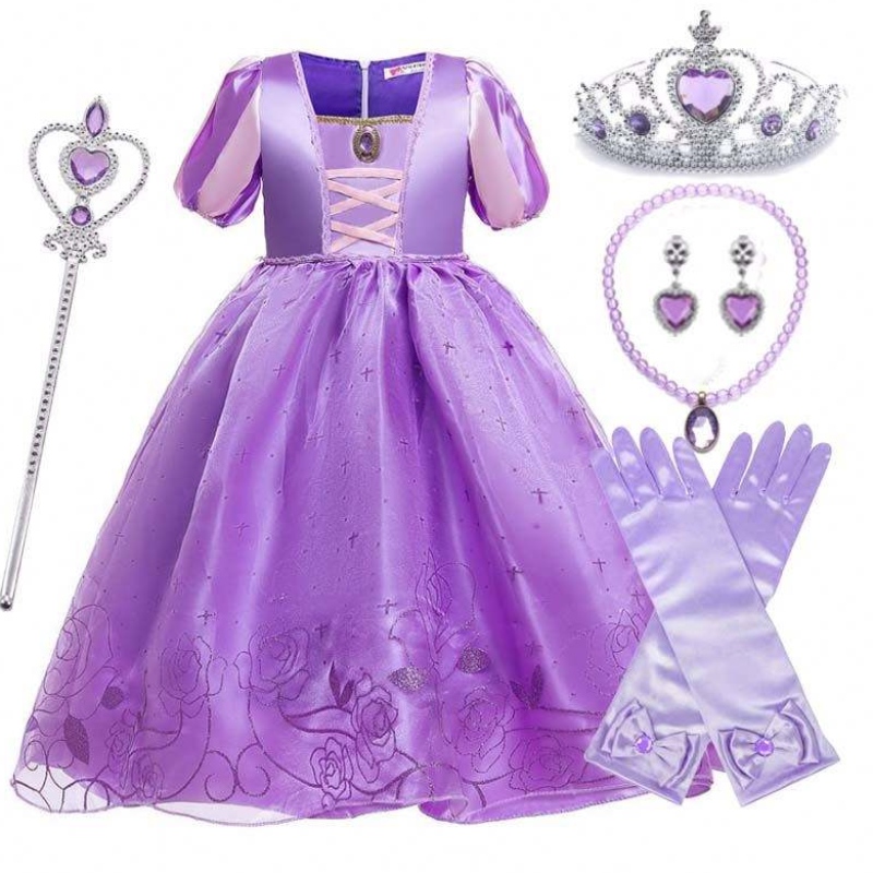 Halloween Christmas Carnival Costume Kid Princess Purple TuLle Rapunzel Jurk Children HCRS-017