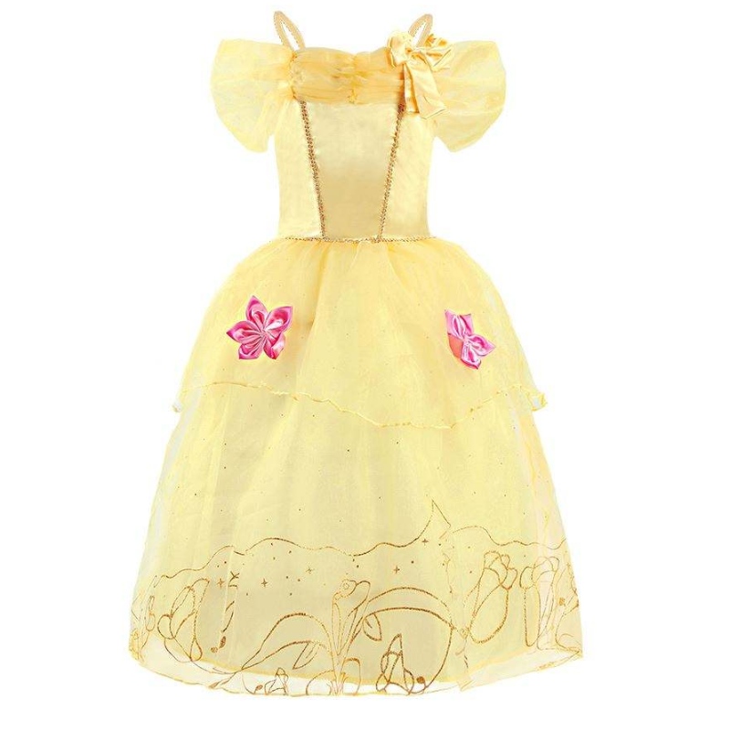 Halloween cosplay kostuum kinderen belle aurora sofia zomer fancy verjaardag kleding baby meisje fancy rapunzel prinses jurk