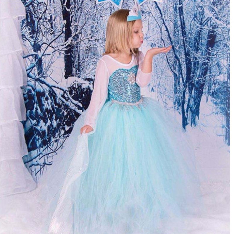 Fancy Baby Frocks Elsa Costume Christmas Halloween Party -jurken voor kinderen