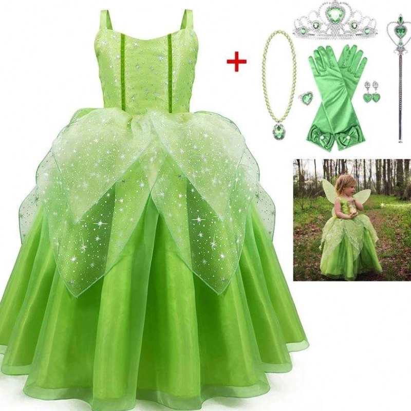 Baige Flower Girl Spot Cosplay Performance Cartoon kostuum Tinker Bell Fairy Tinkerbell Princess Dress met vleugel