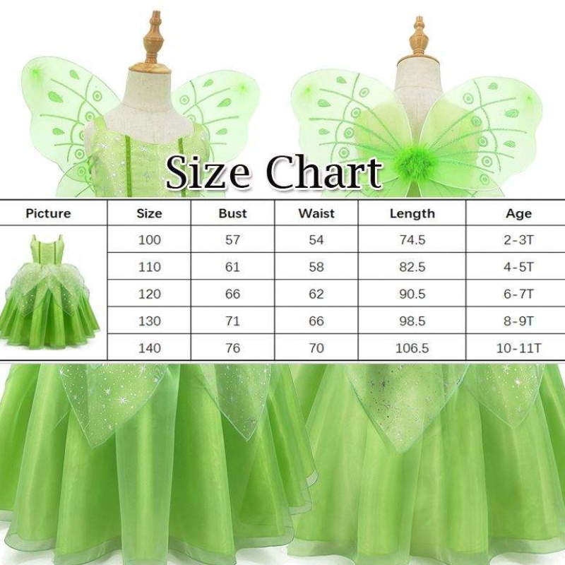 Baige Flower Girl Spot Cosplay Performance Cartoon kostuum Tinker Bell Fairy Tinkerbell Princess Dress met vleugel