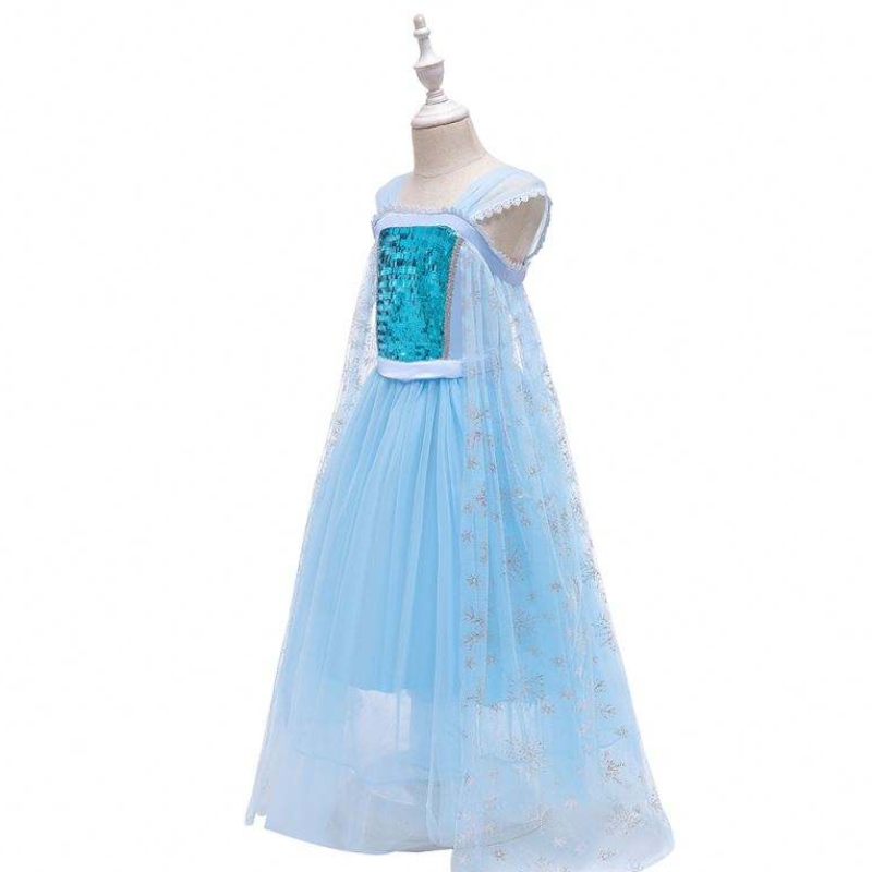 Nieuwe sneeuwkoningin performance kostuum prinses Elsa Blue Dress Halloween -kostuum bx1705