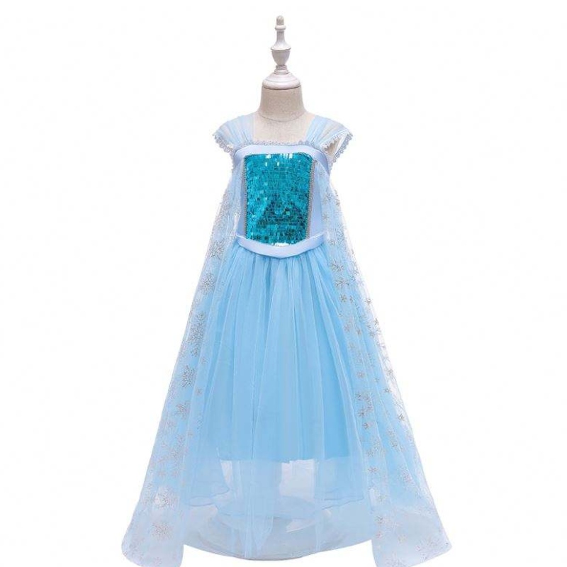 Nieuwe sneeuwkoningin performance kostuum prinses Elsa Blue Dress Halloween -kostuum bx1705