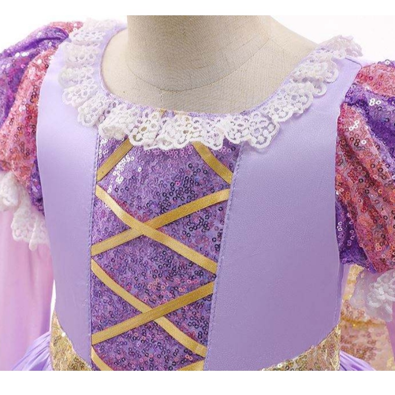 Baige Amazon Hot Sale Kinderjurken Cosplay kostuums Halloween Sophia Rapunzel Jurk Princess Long Party Dress