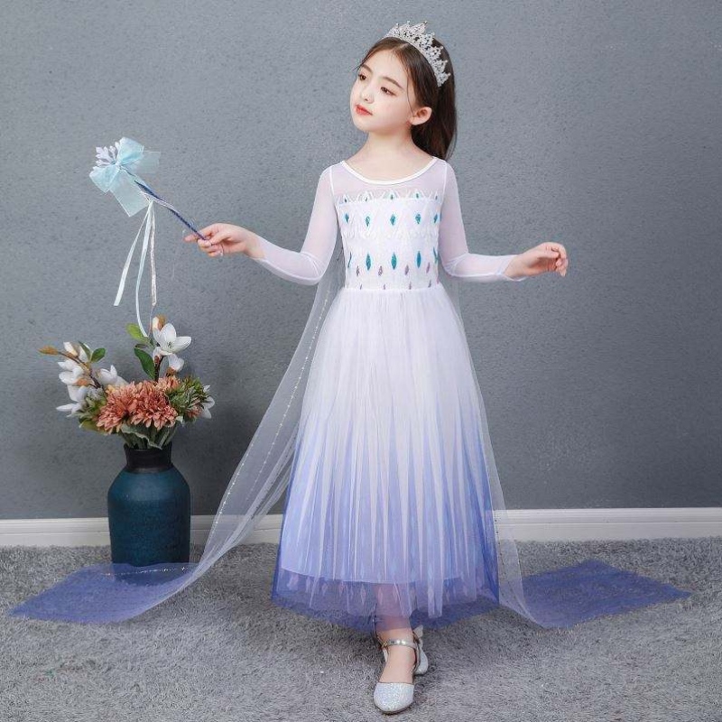 Baige Kids Girl Fancy Cosplay Long CoPe Cosplay Party Princess Elsa Dress Costume