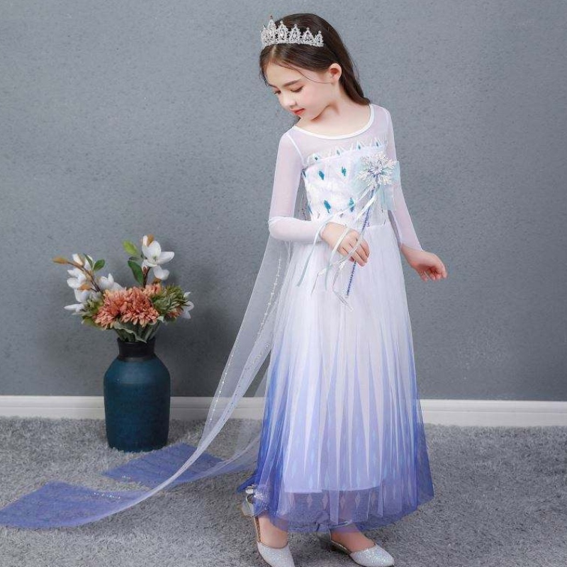 Baige Kids Girl Fancy Cosplay Long CoPe Cosplay Party Princess Elsa Dress Costume