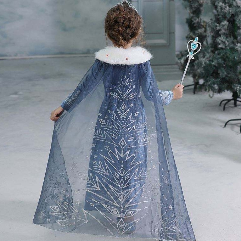 2020 Groothandel Party Elsa Anna Princess Girl Children Children Winter Coat verkleed kostuum met jas
