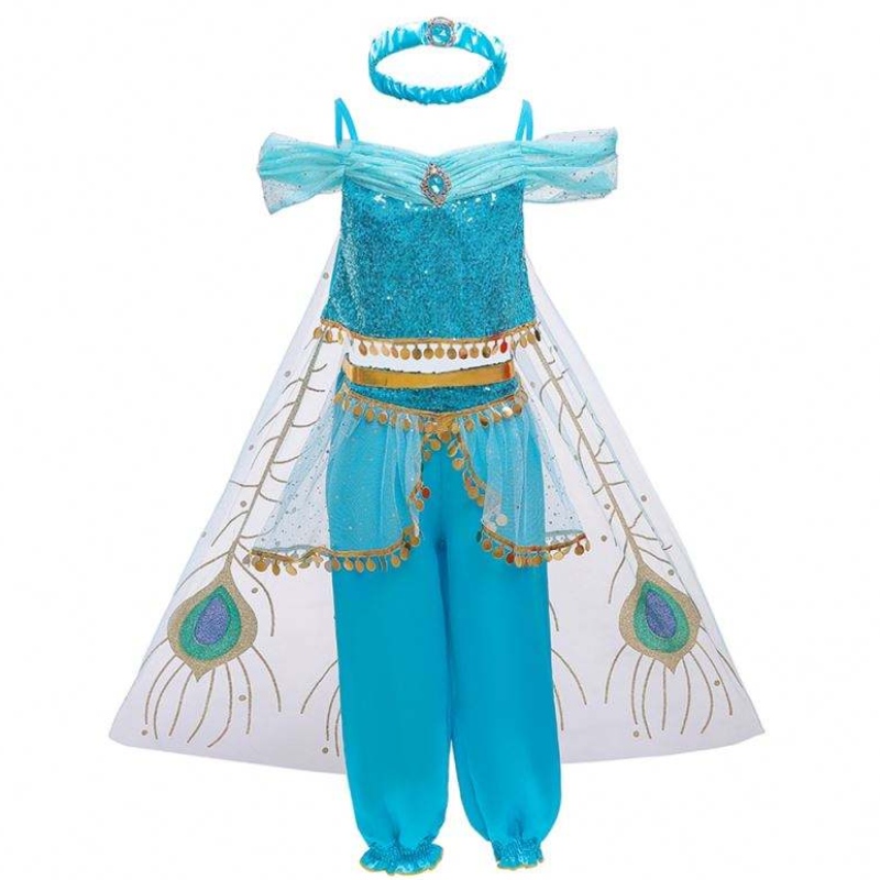 Baige Halloween Princess Jasmine Girl Long Pants met mantel Kids Princess Fancy Costume BX1638