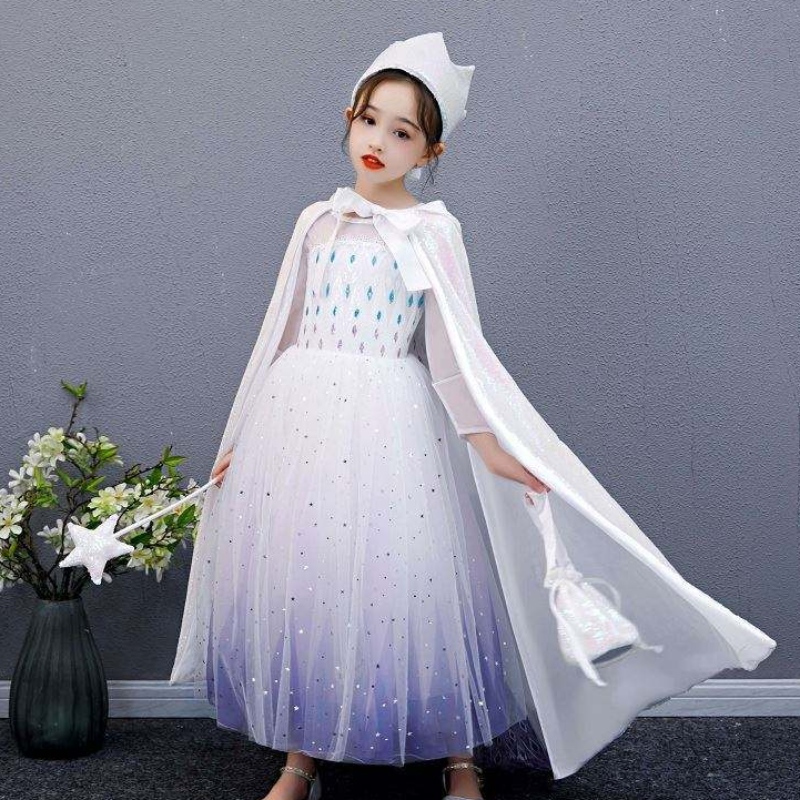 Baige meisje lovertjes Cape Snow Queen Elsa Anna Costume Halloween Christmas Party For Girls BX211