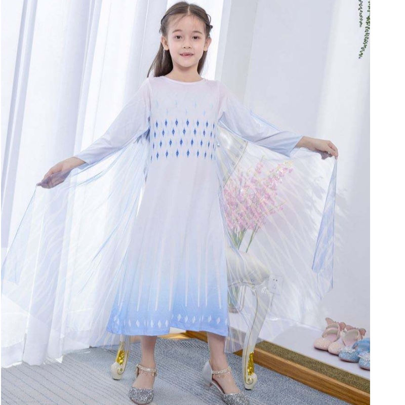 Baige witte prinses Elsa Dress Girls Dresses Halloween kostuums voor kinderen tv&filmkostuums