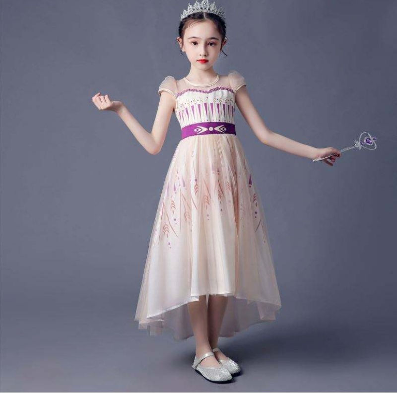 Baige New Girl Cosplay Queen Elsa Dresses Costume Trailing Princess Anna Dress For Girls BX1720