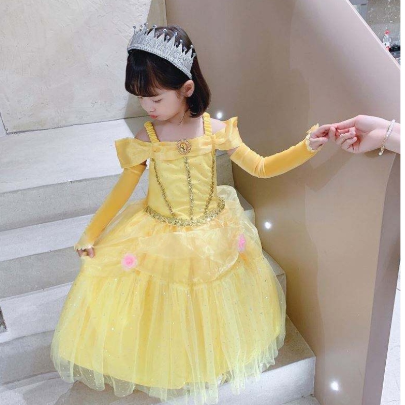 Beauty and the Beast Belle Princess Dress Kids Girl Party Cosplay kostuum