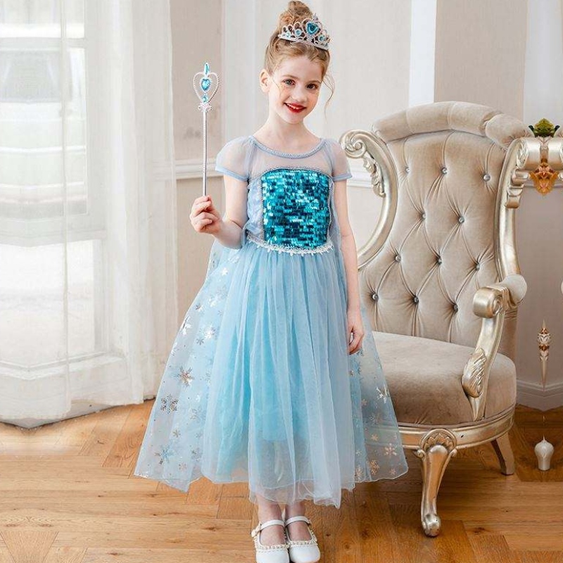 Baigenieuwe aankomst mouwloze Elsa Anna Fashion Kids Cosplay Cosplay Girls Kostuum feestjurken