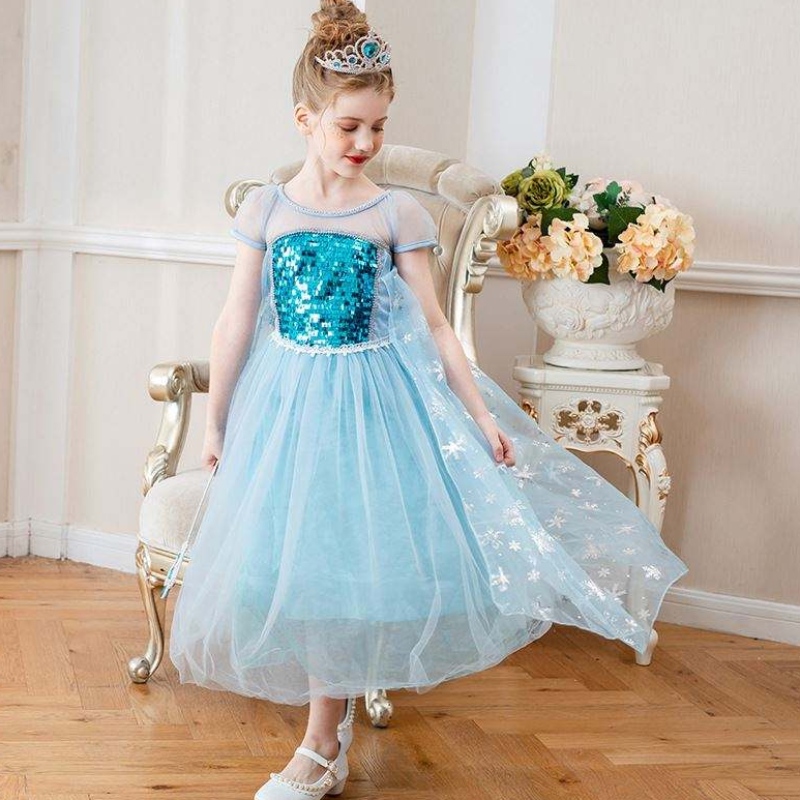 Baigenieuwe aankomst mouwloze Elsa Anna Fashion Kids Cosplay Cosplay Girls Kostuum feestjurken