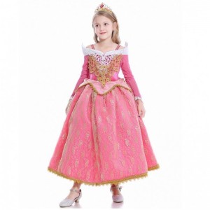 Meisjesjurk Sleeping Beauty Princess Aurora Lace Dress Cosplay Performance kostuum D0701 SMR026