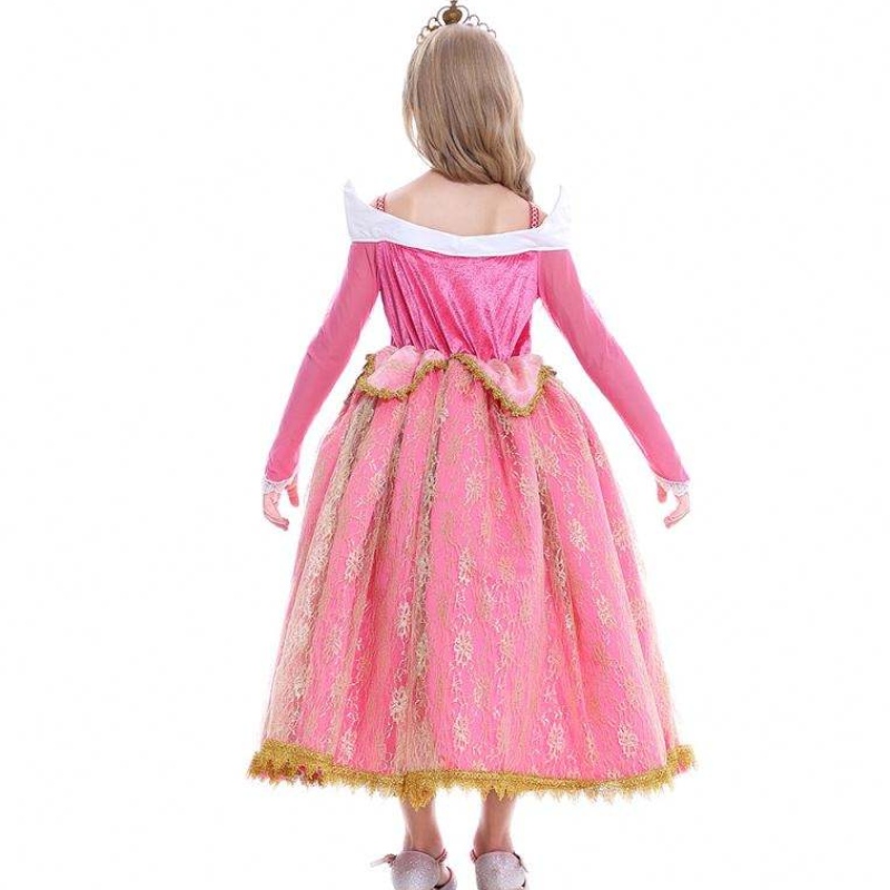 Meisjesjurk Sleeping Beauty Princess Aurora Lace Dress Cosplay Performance kostuum D0701 SMR026