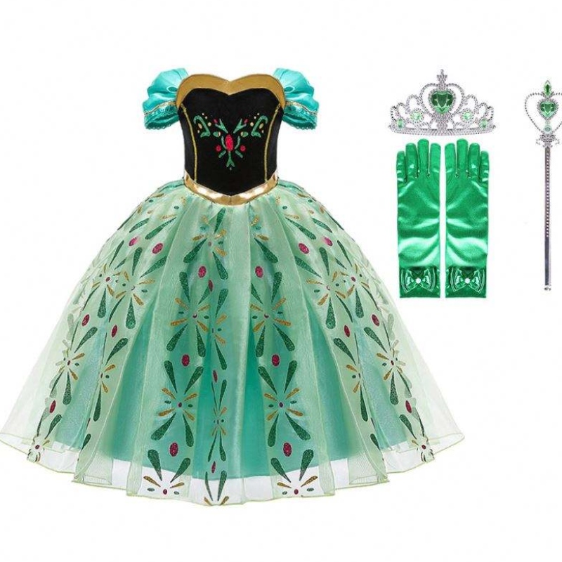 Anna jurk voor meisje cosplay sneeuwkoningin prinses kostuum kinderen Halloween kleding kinderen verjaardag carnaval fancy jurk en pruik