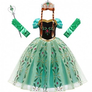 Anna jurk voor meisje cosplay sneeuwkoningin prinses kostuum kinderen Halloween kleding kinderen verjaardag carnaval fancy jurk en pruik