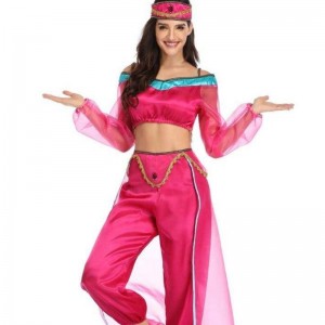 Groothandel sexy vrouwen lange mouw Arabisch India Jasmine Princess kostuum Halloween Fairy Griekse godin Lady Cosplay kostuum